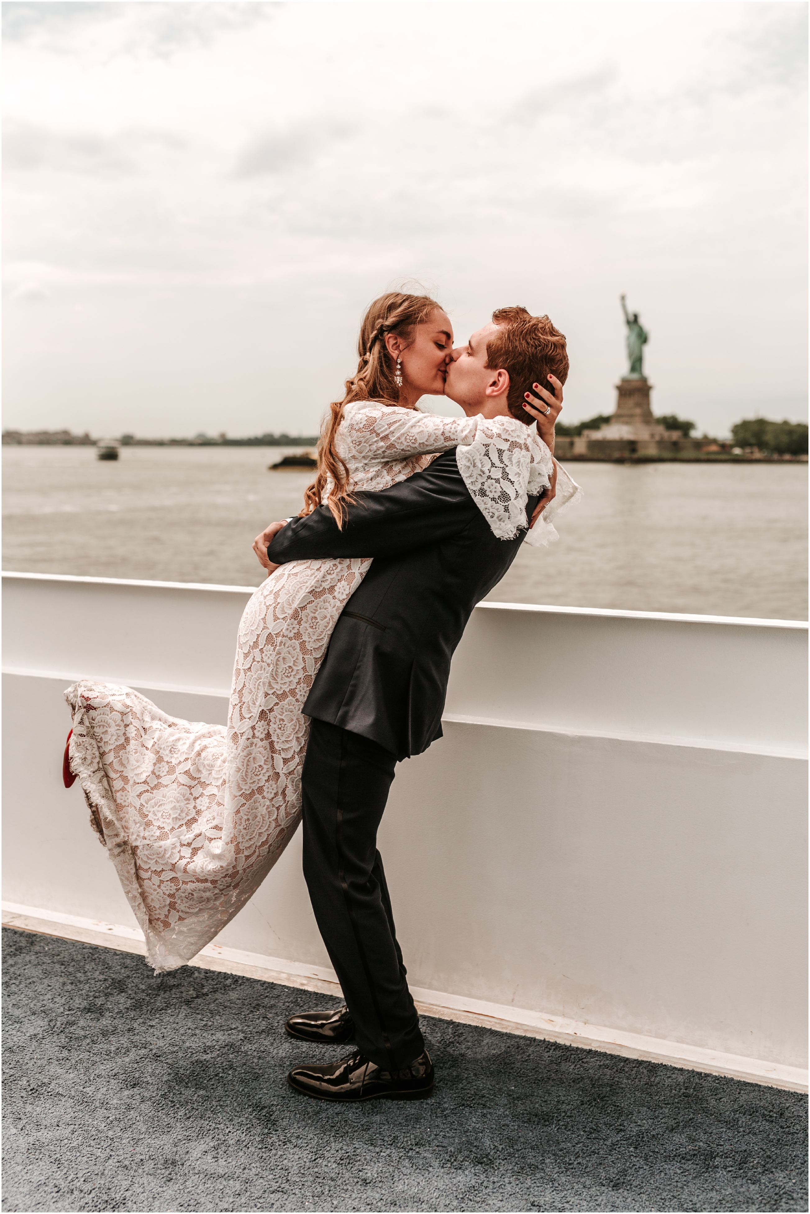 Manhattan Yacht Cruise Spring Bride Groom Wedding New Jersey Photographer