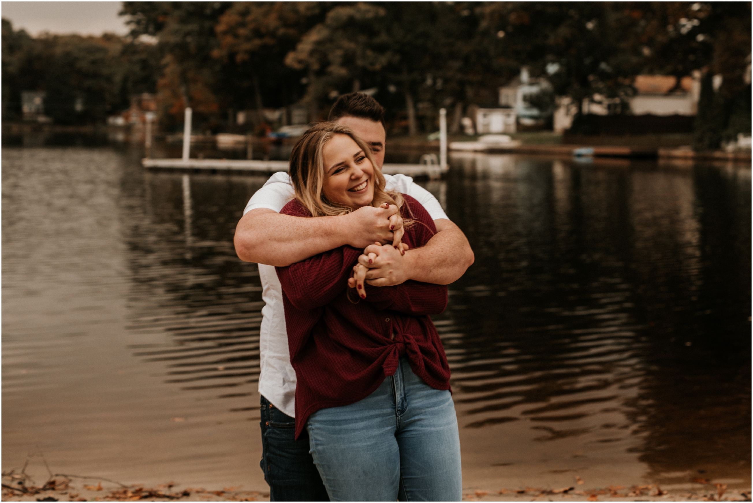 Boonton Downtown Lake House Beach Fall Ice Cream Shop October Engagement Session New Jersey NJ Wedding Photographer