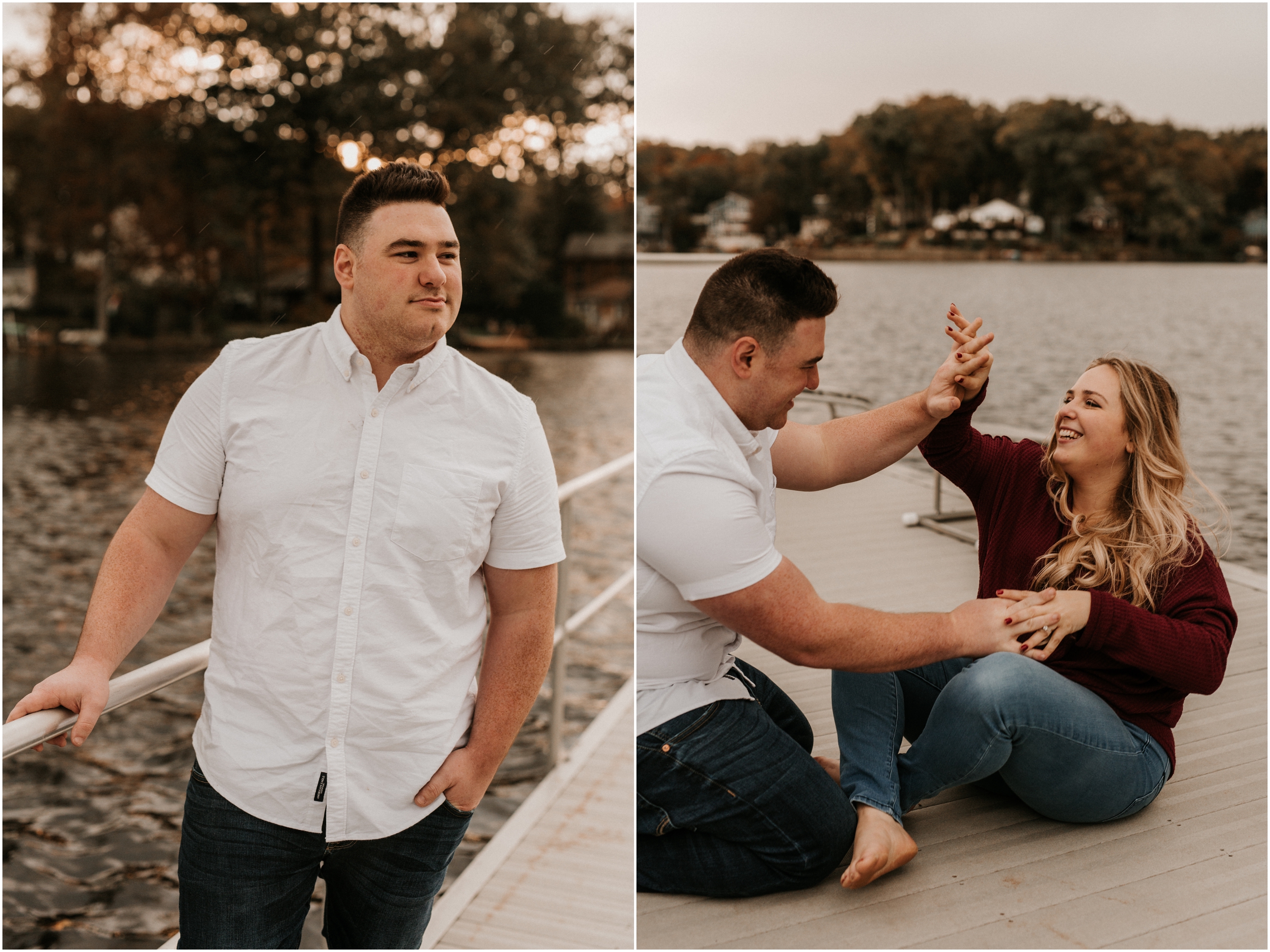 Boonton Downtown Lake House Beach Fall Ice Cream Shop October Engagement Session New Jersey NJ Wedding Photographer