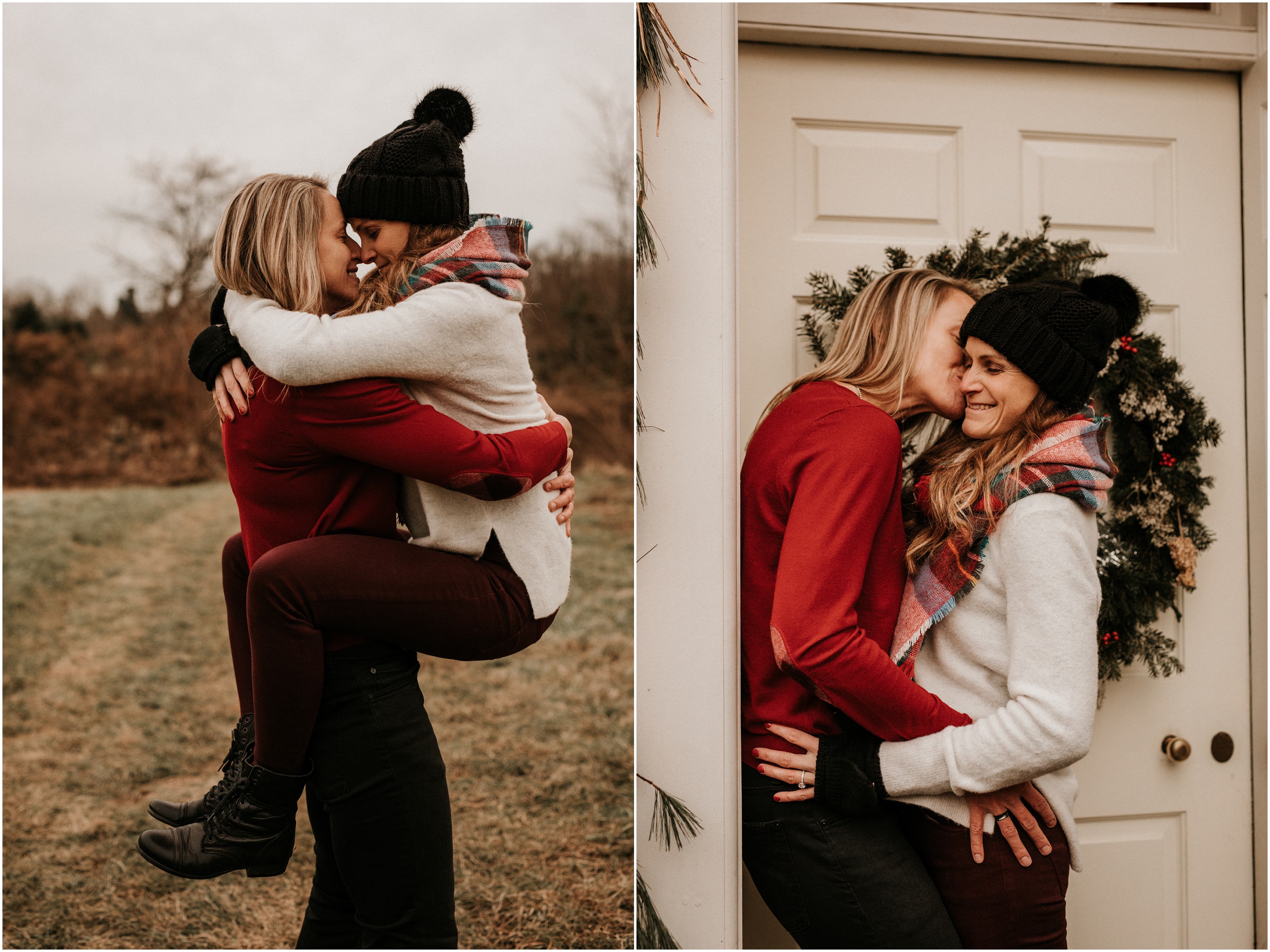 Winter Perfect Christmas Tree Farm Engagement Session Adventurous Engaged Couples NJ Wedding Photographer