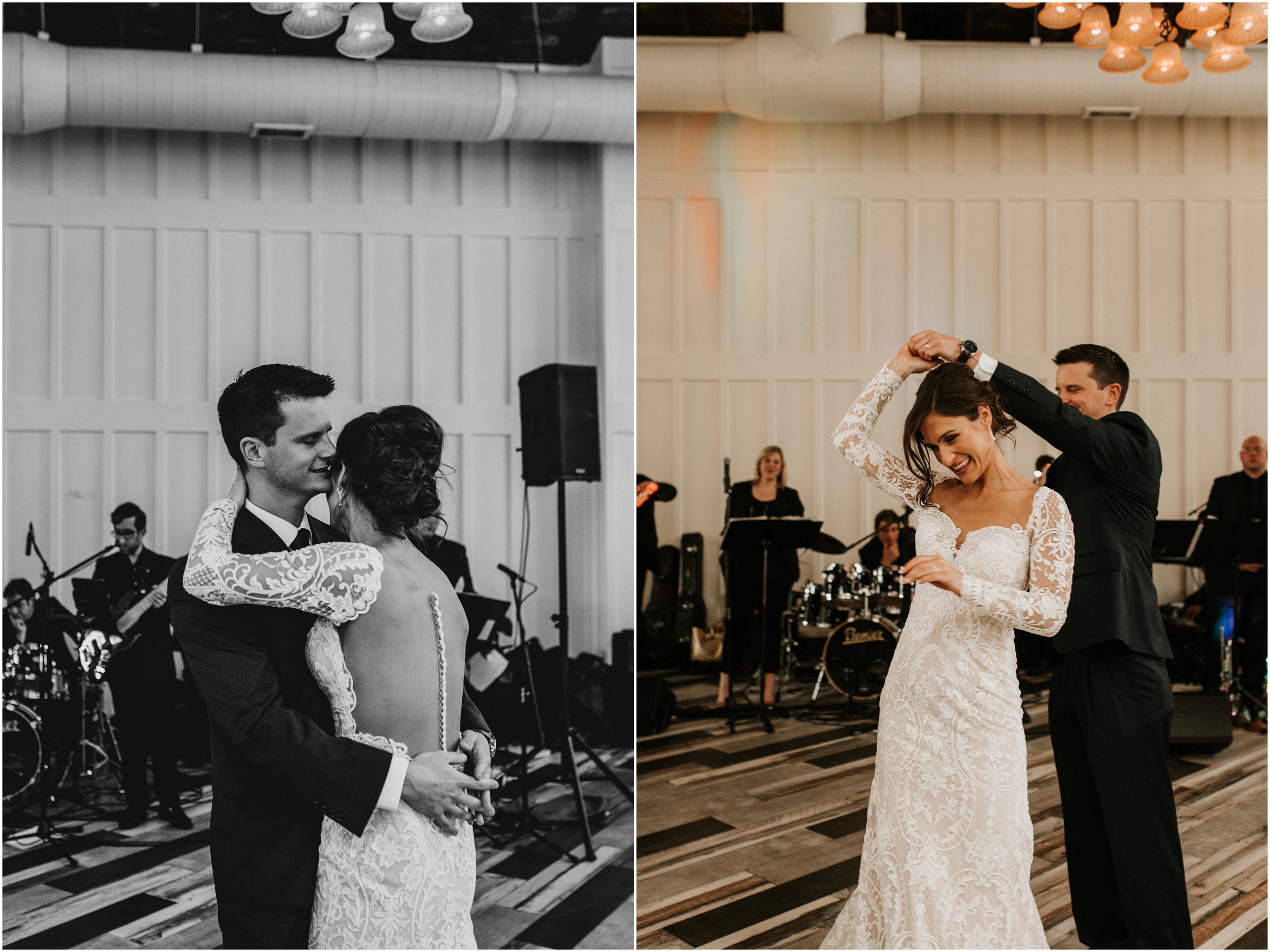 bride and groom first dance twirl