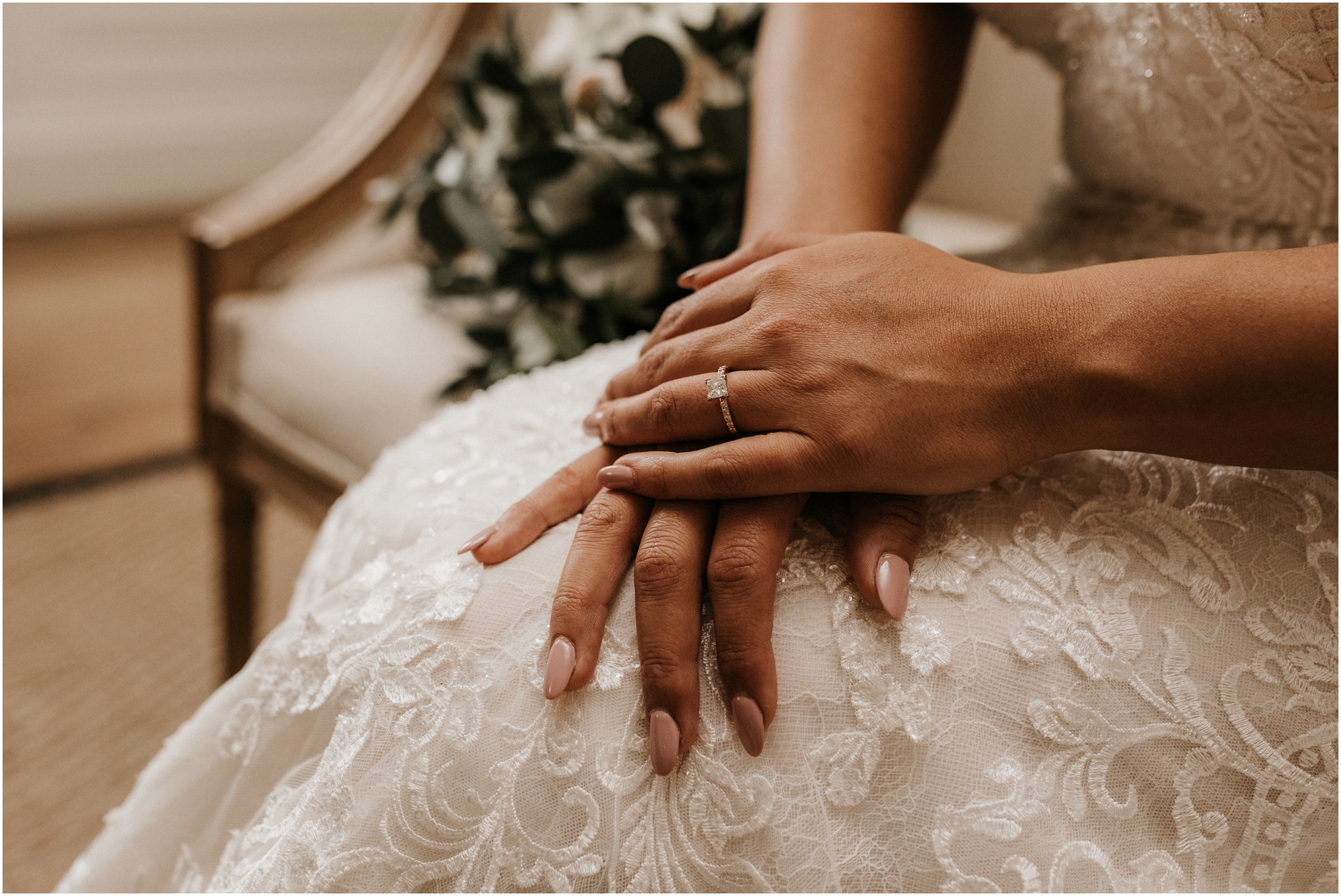 bride's hands with ring on