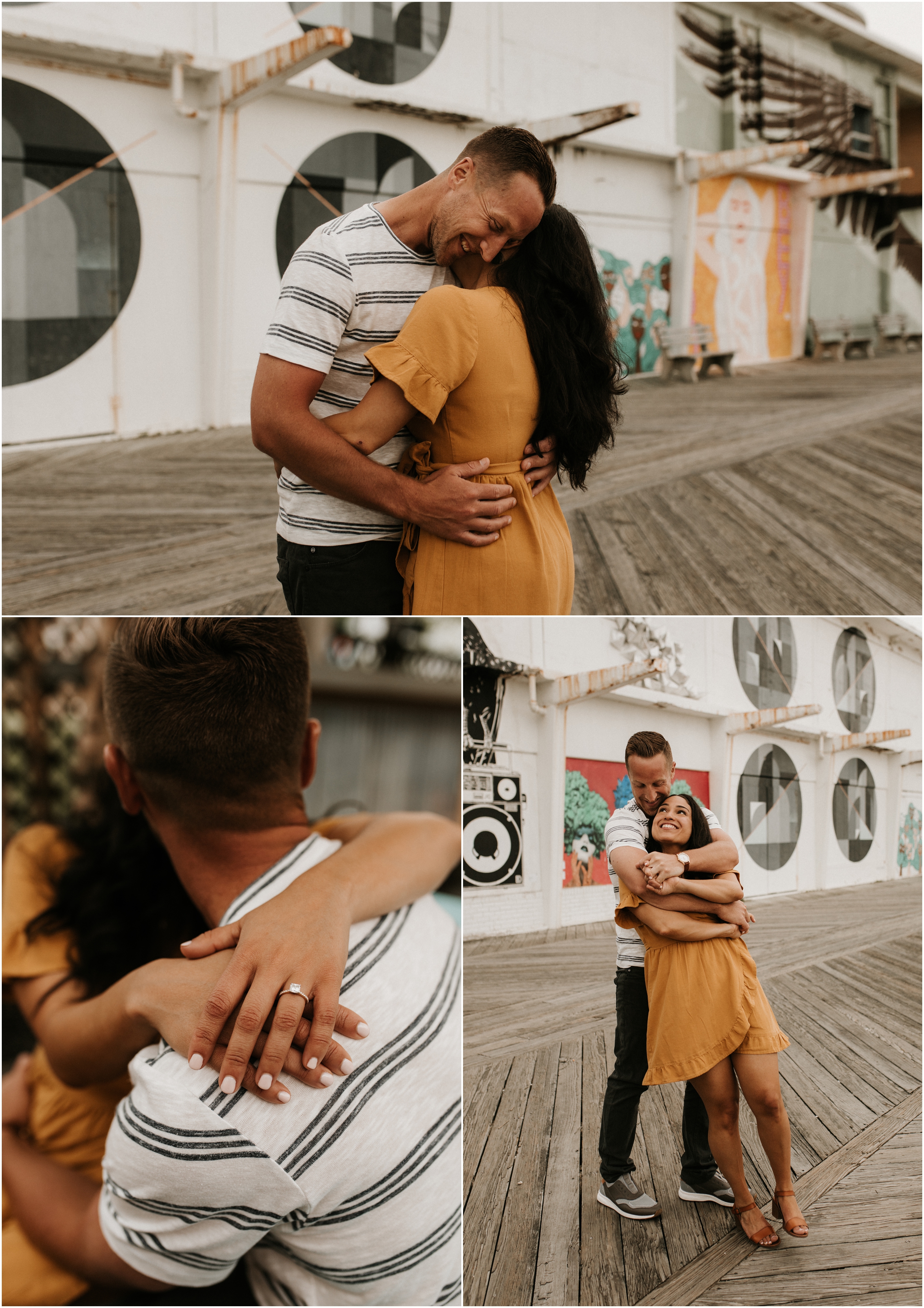 couple engagement session at asbury park new jersey boardwalk