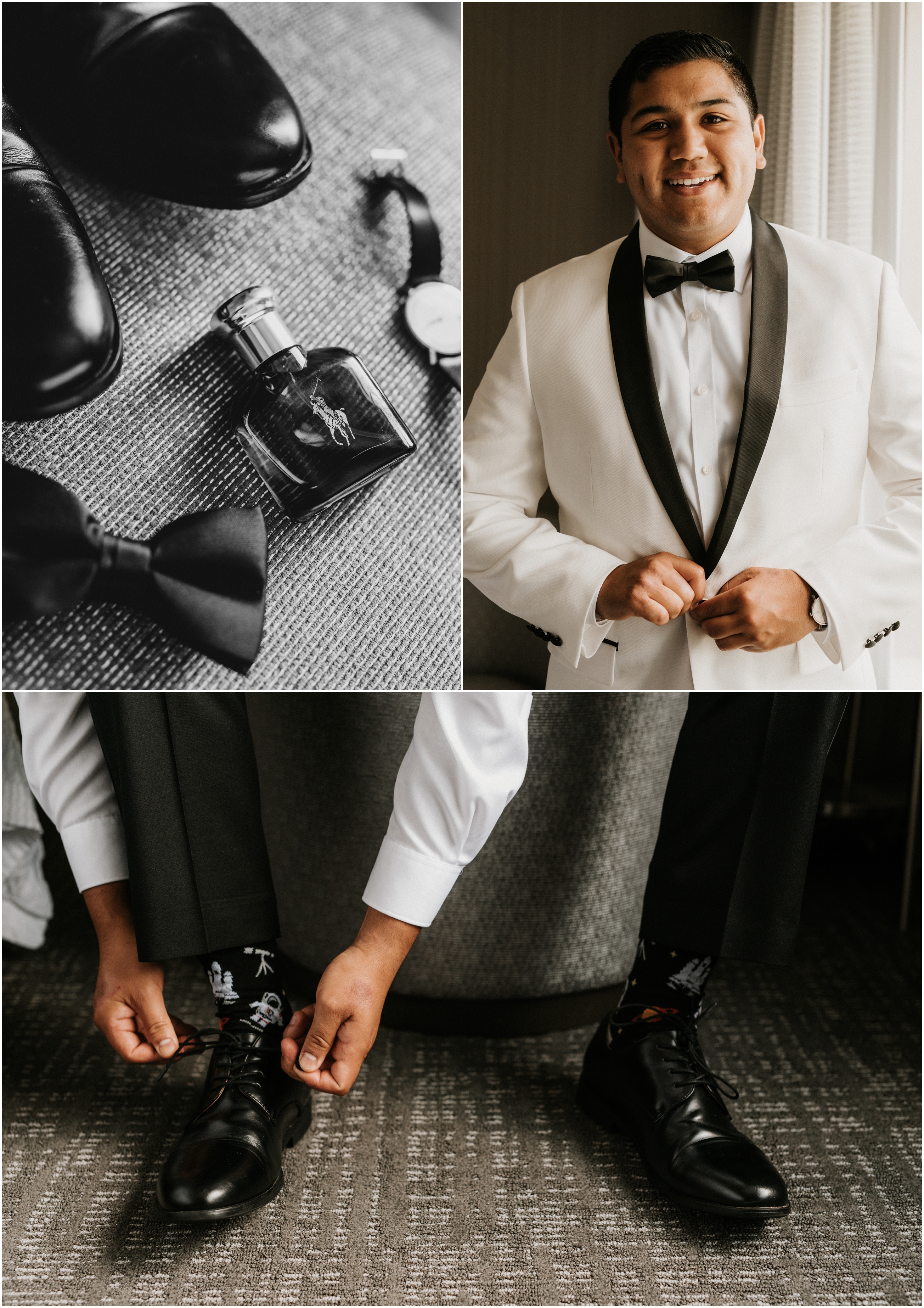 groom putting shoes on