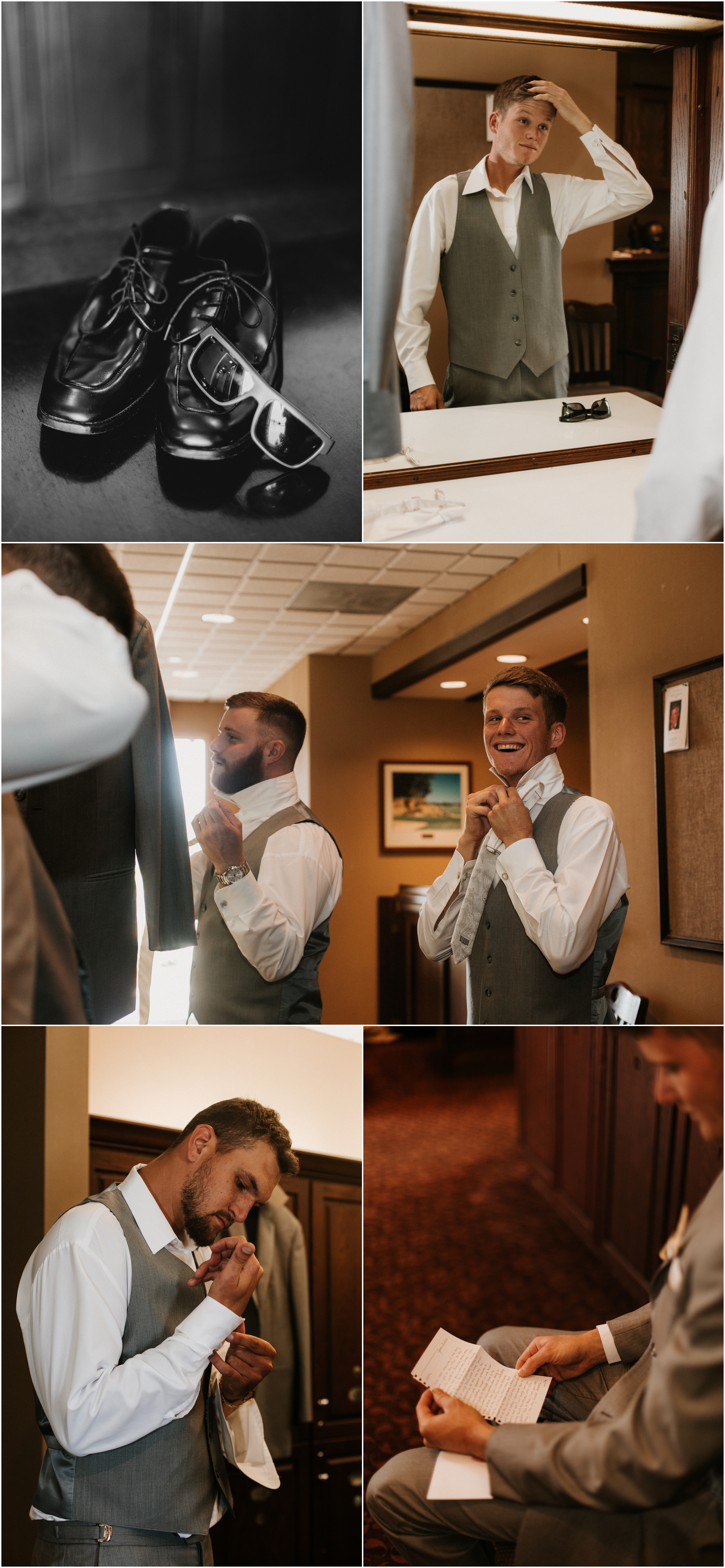 groom and groomsmen prepping for wedding day