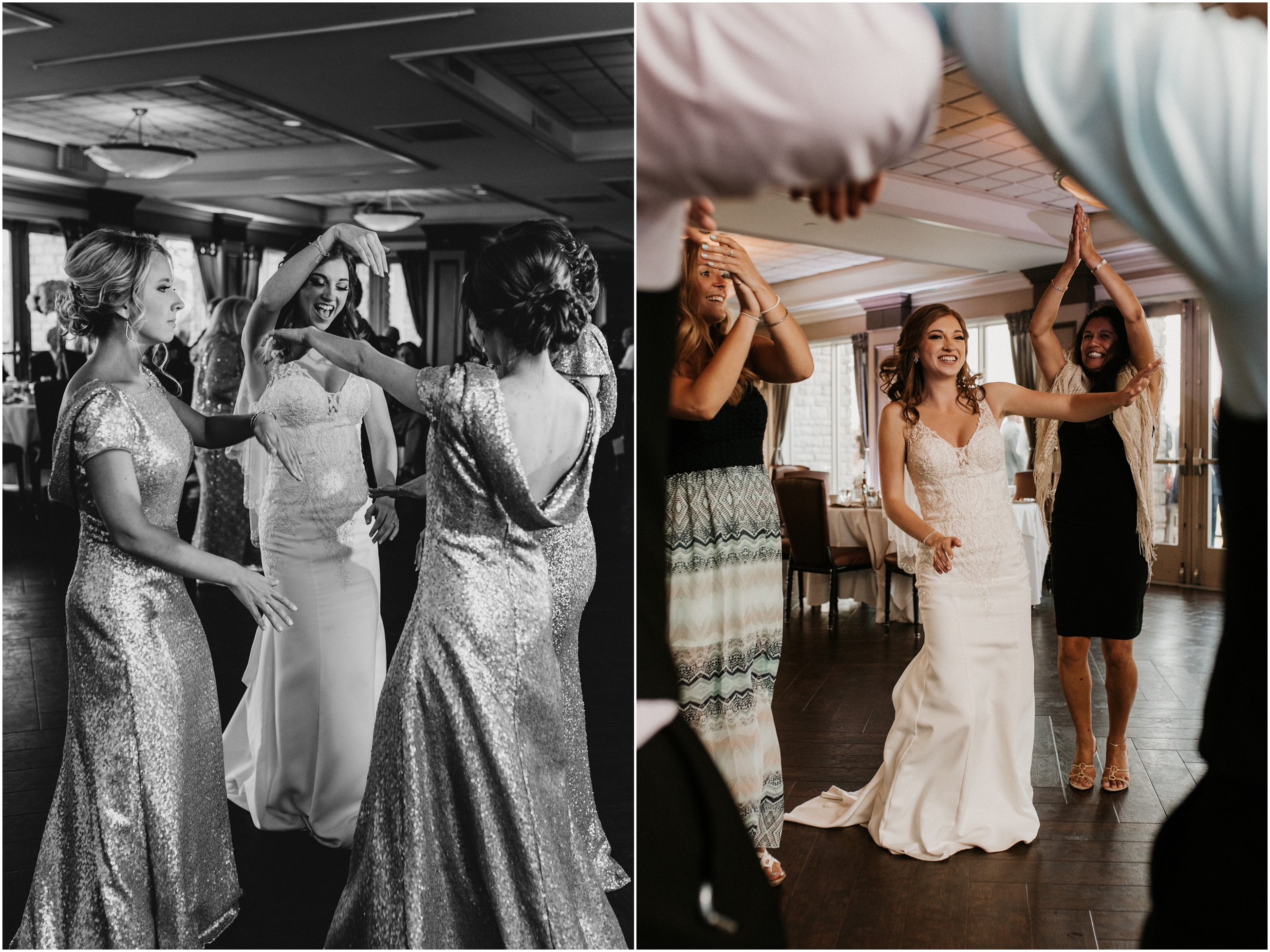 wedding reception guests dancing