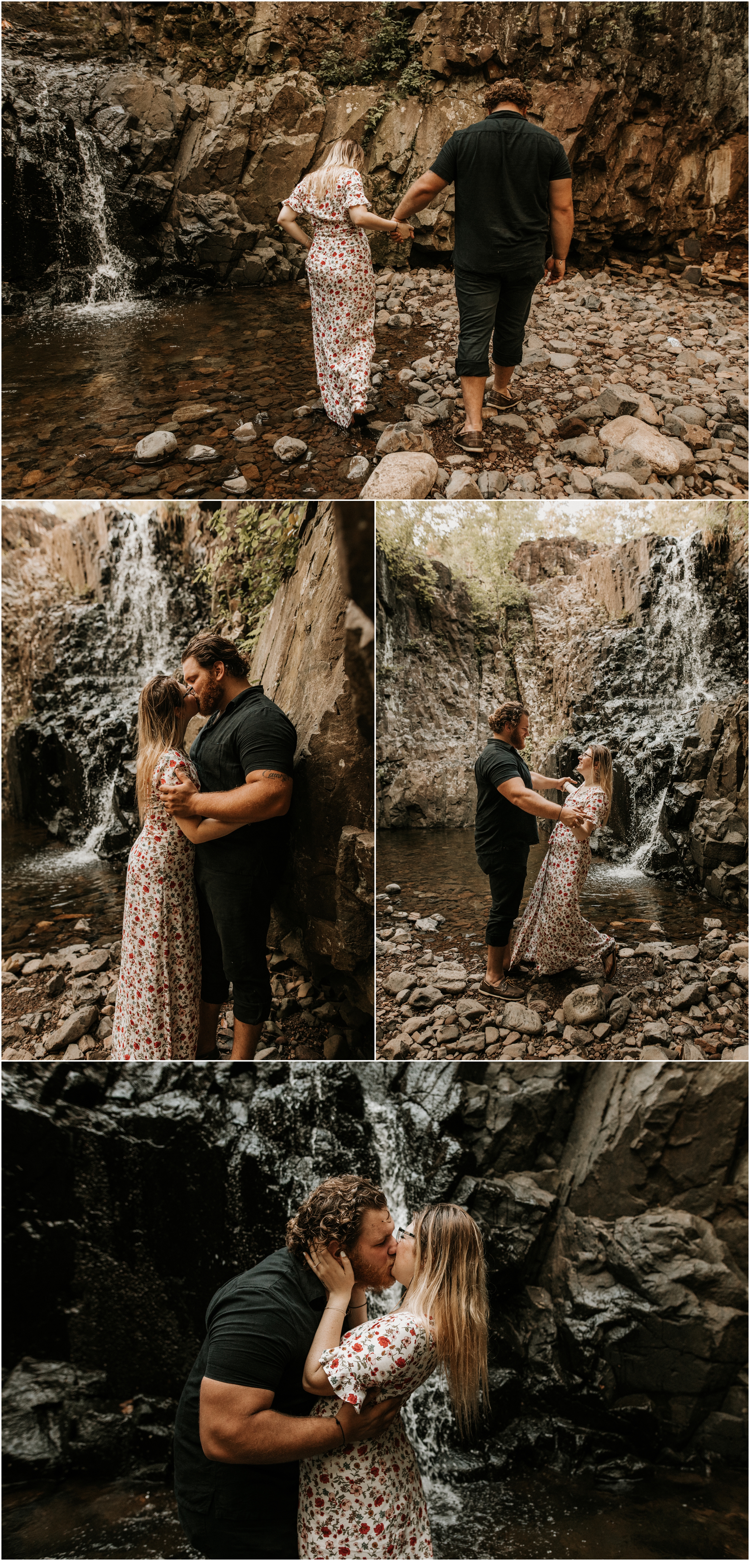 couple in waterafall at south mountain reservation
