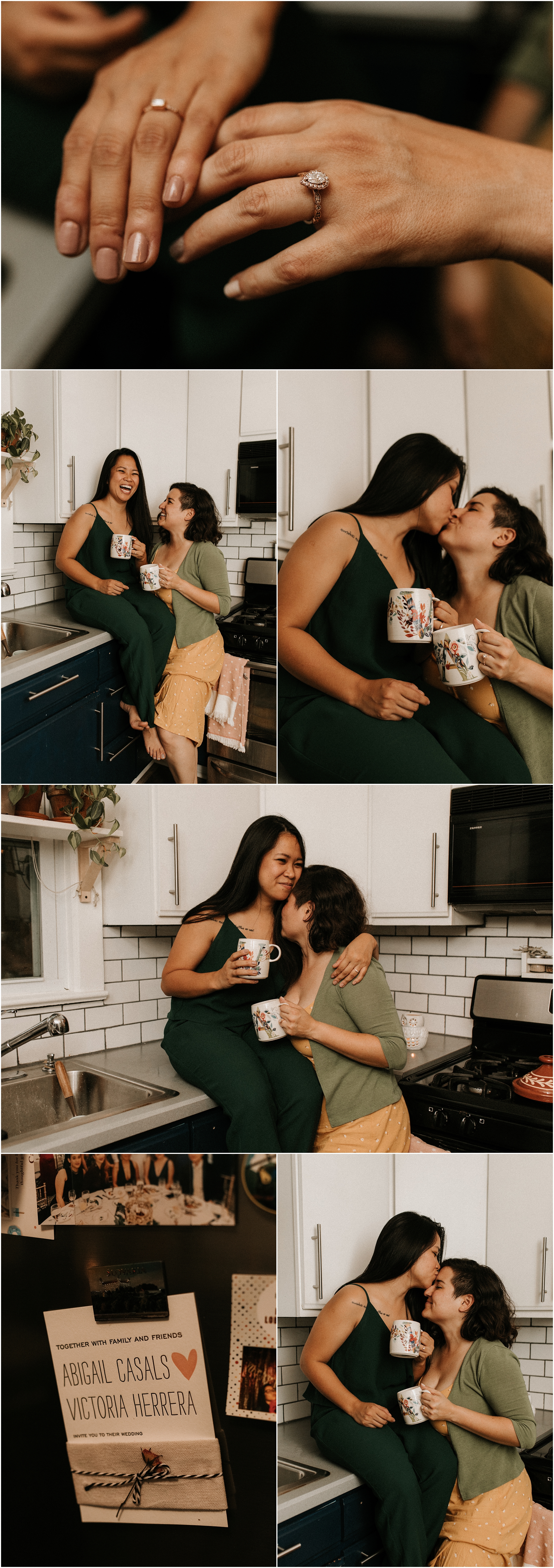 couple drinks coffee together in kitchen