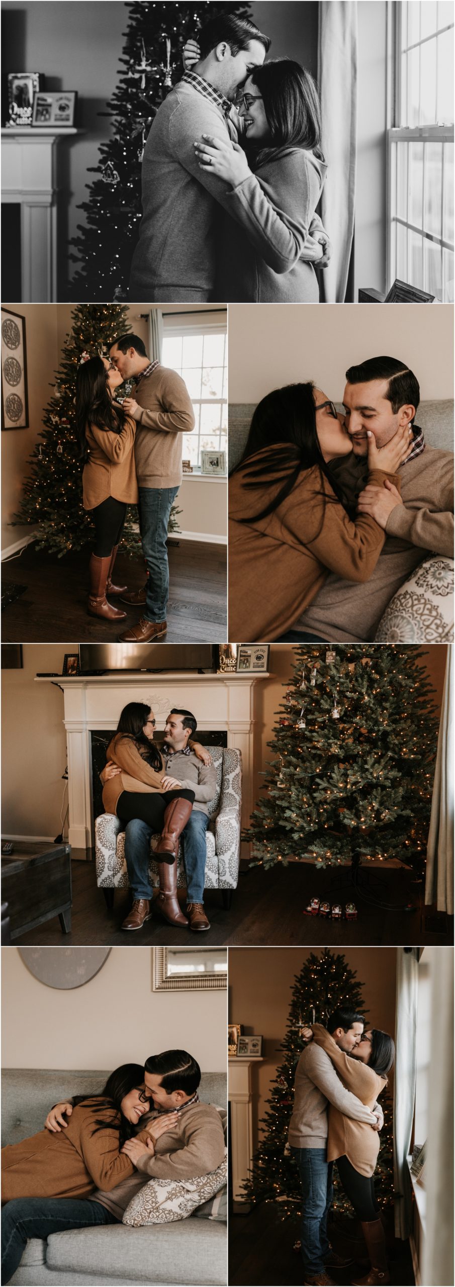 engagement session in home in PA during christmas