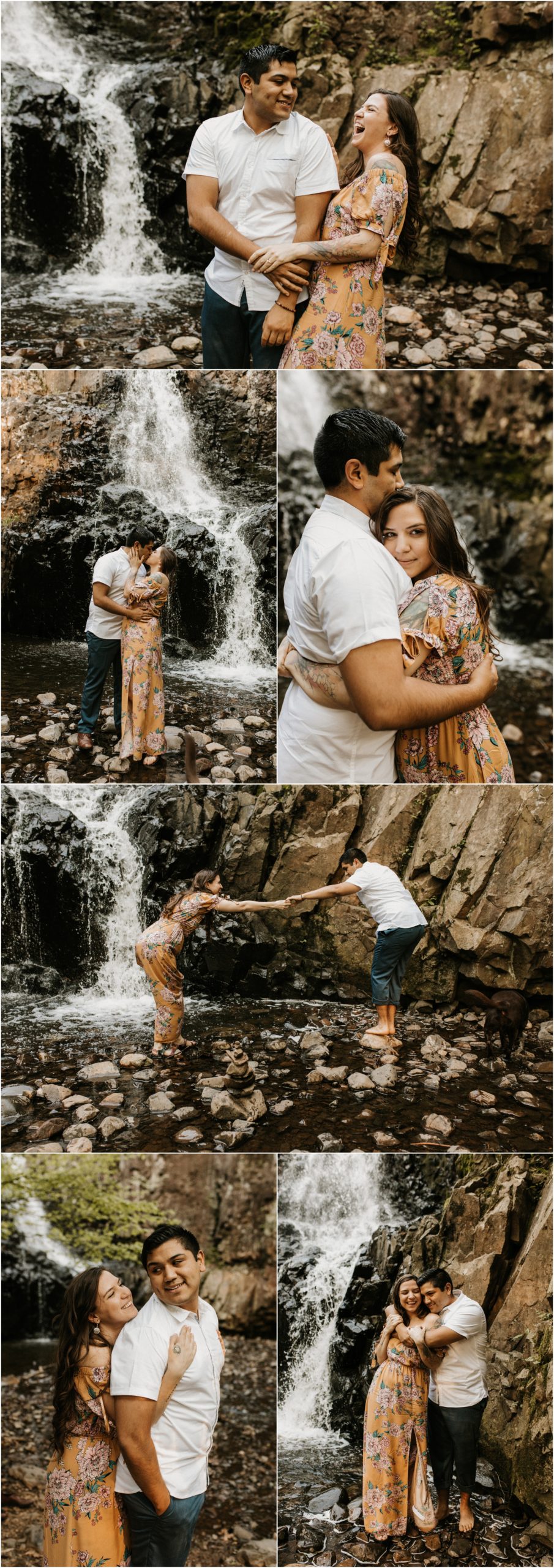 Spring South Mountain Reservation Waterfall Hiking Engagement Session NJ