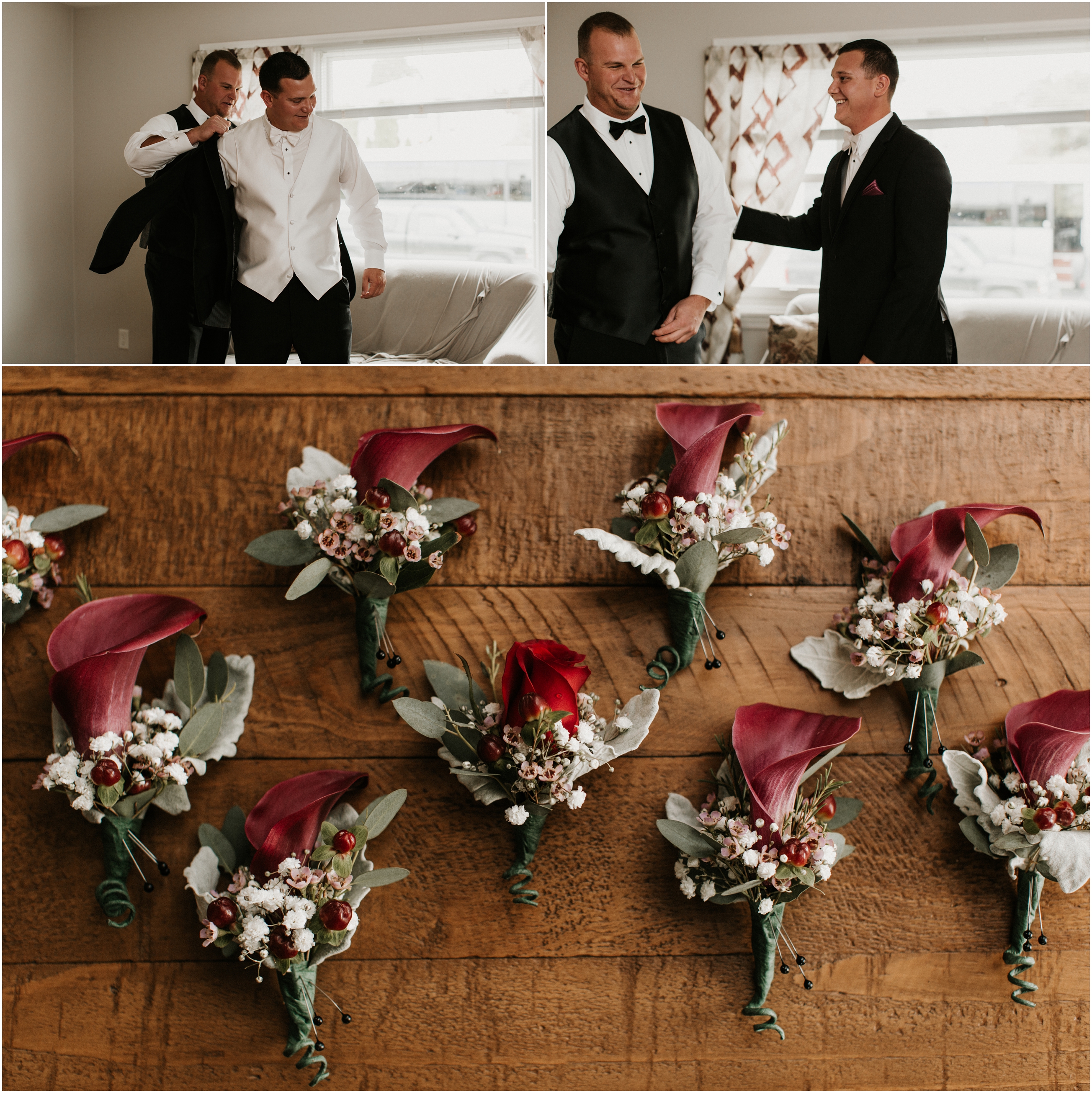 boutonnieres and groom prep