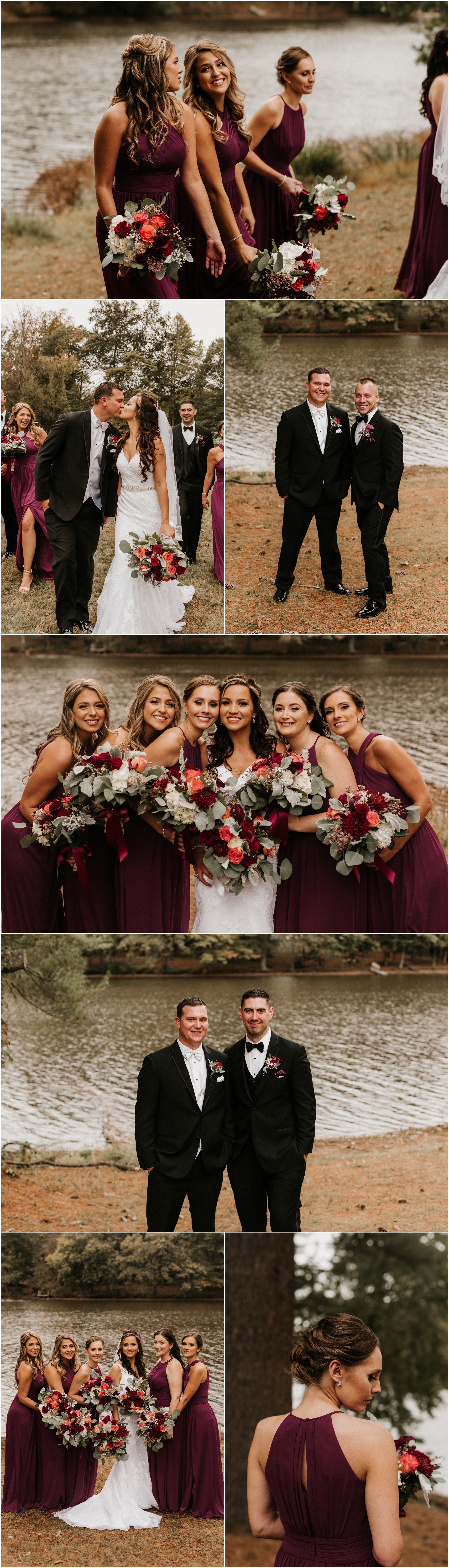 bridal party portraits on the lake