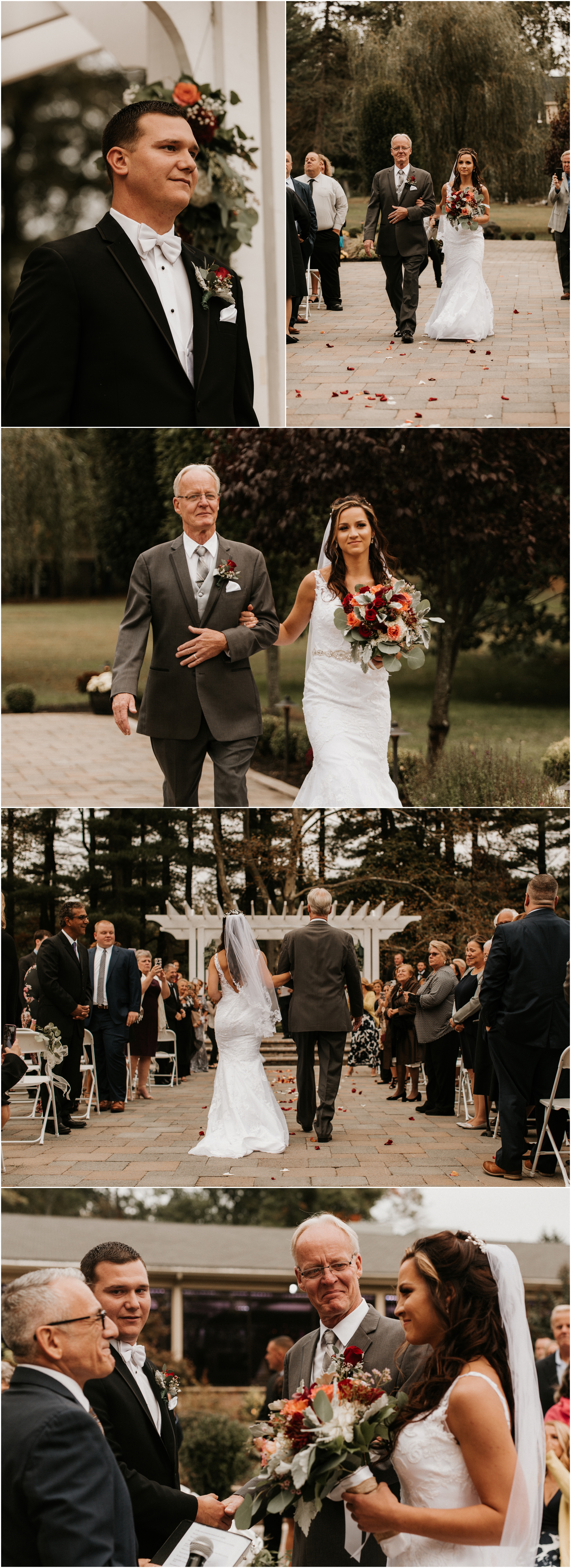 bride walks down aisle with father
