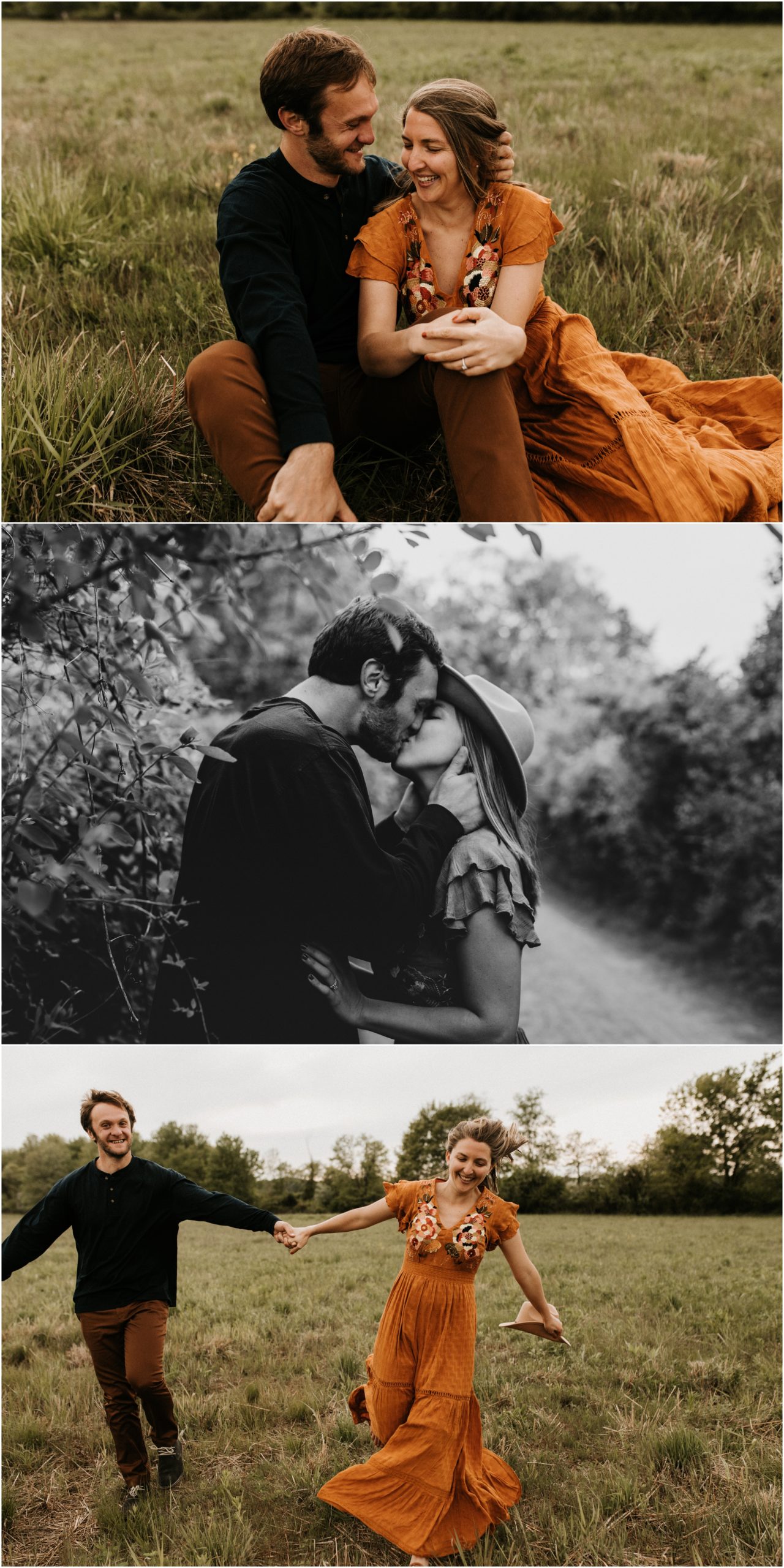 couple kissing during engagement photos