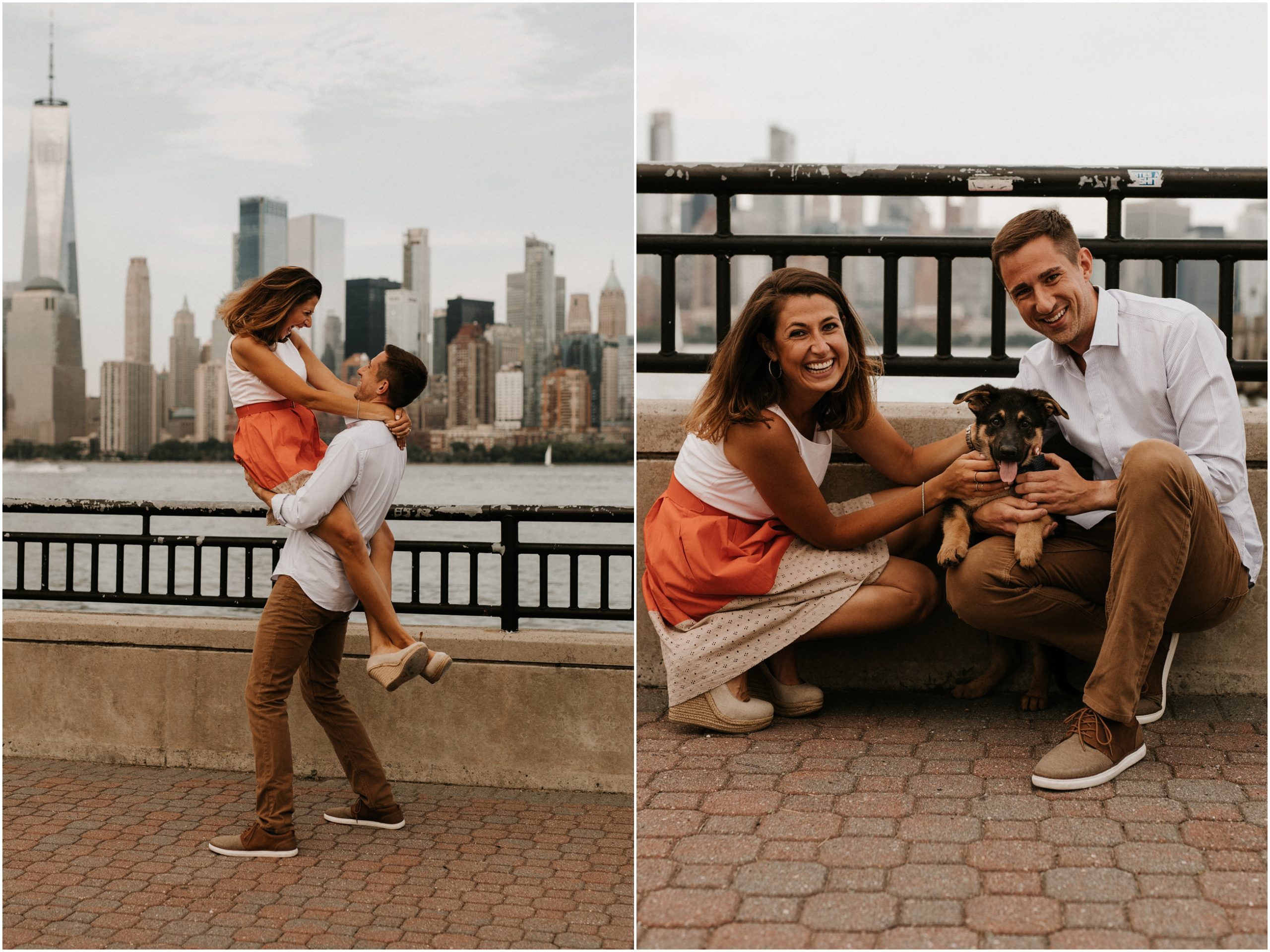 couple in love in front of nyc skyline