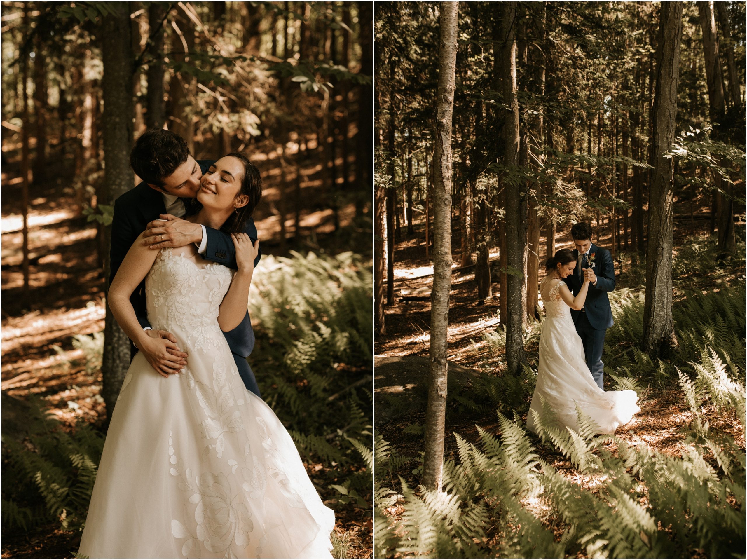 couple first dance in woods
