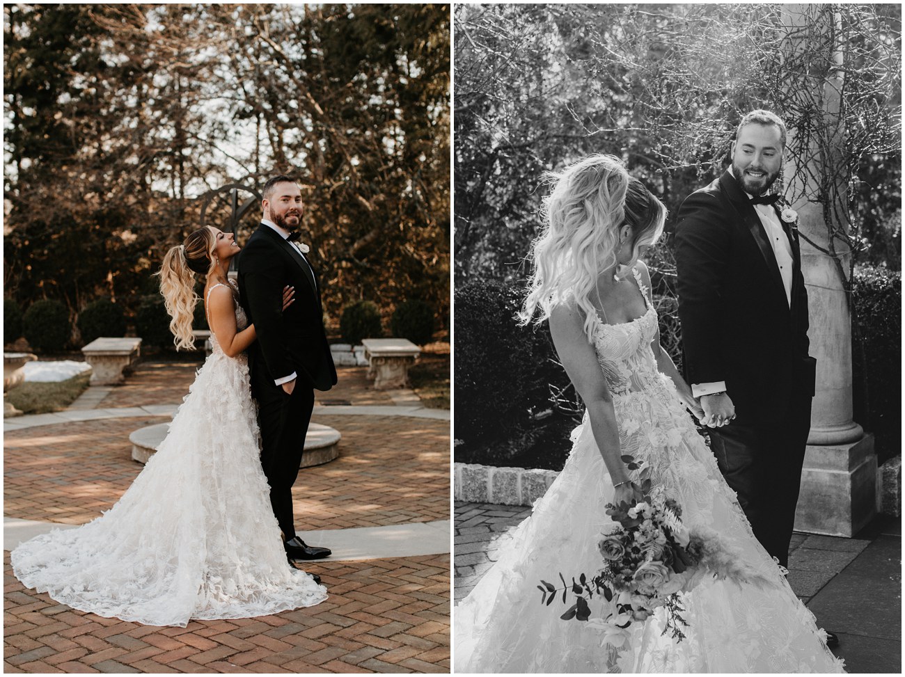 bride and groom portraits at florentine gardens in new jersey