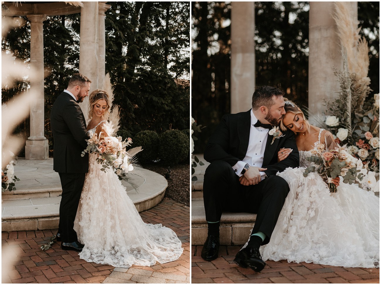 bride and groom portraits at florentine gardens in new jersey