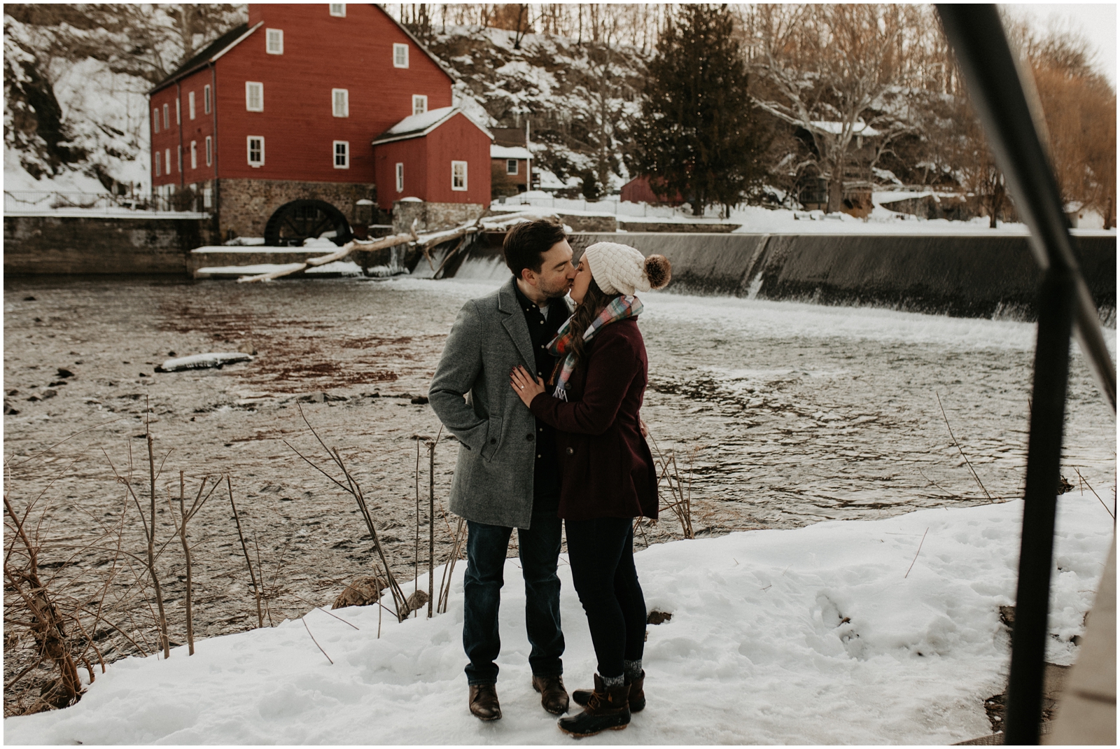 engagement session at red mill museum village in clinton nj