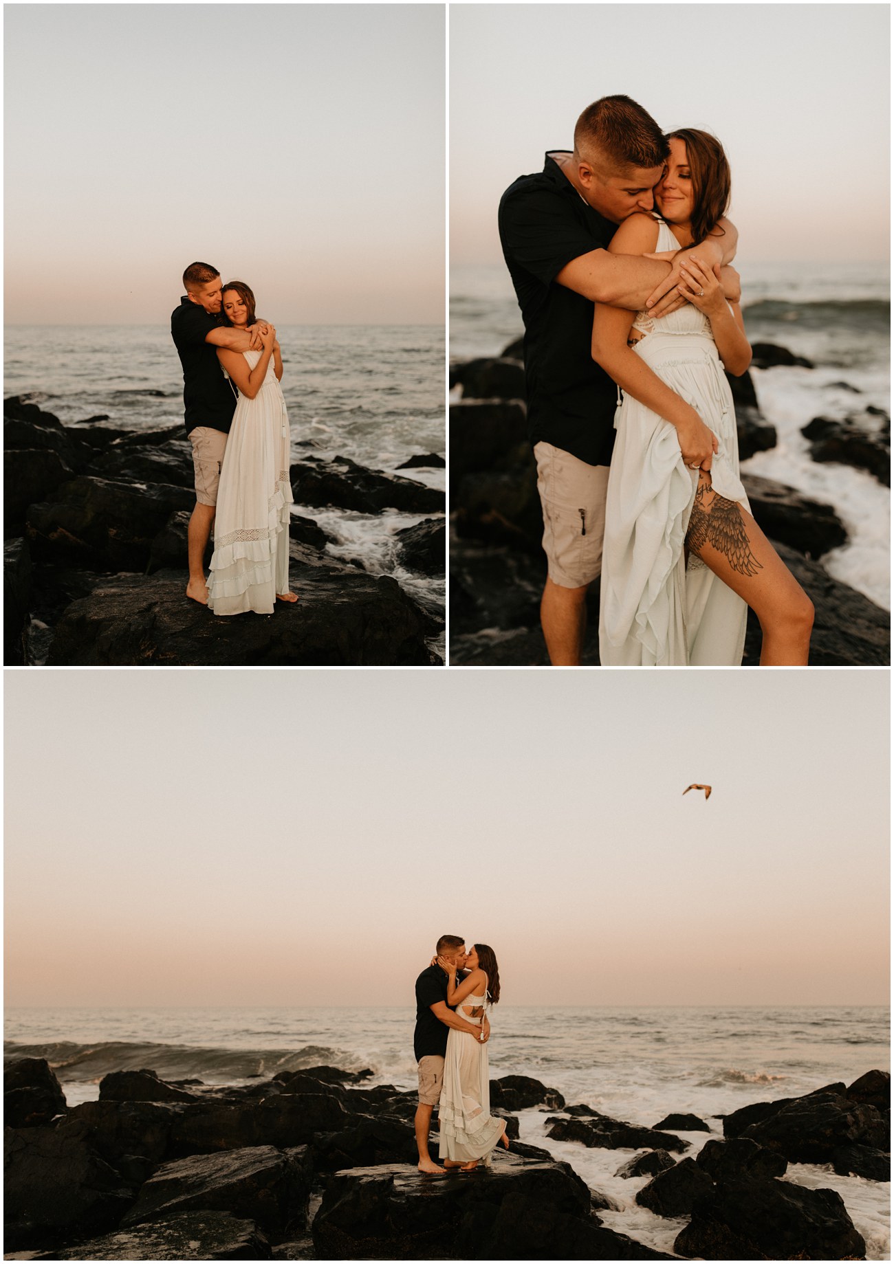 Collage of couple on the getty on the ocean of Sea Girt beach