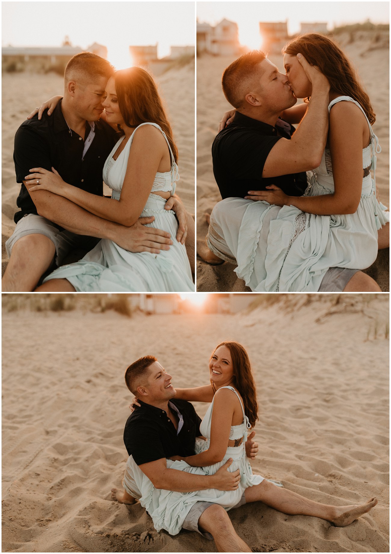 Collage of collage embracing on the Sea Girt beach 