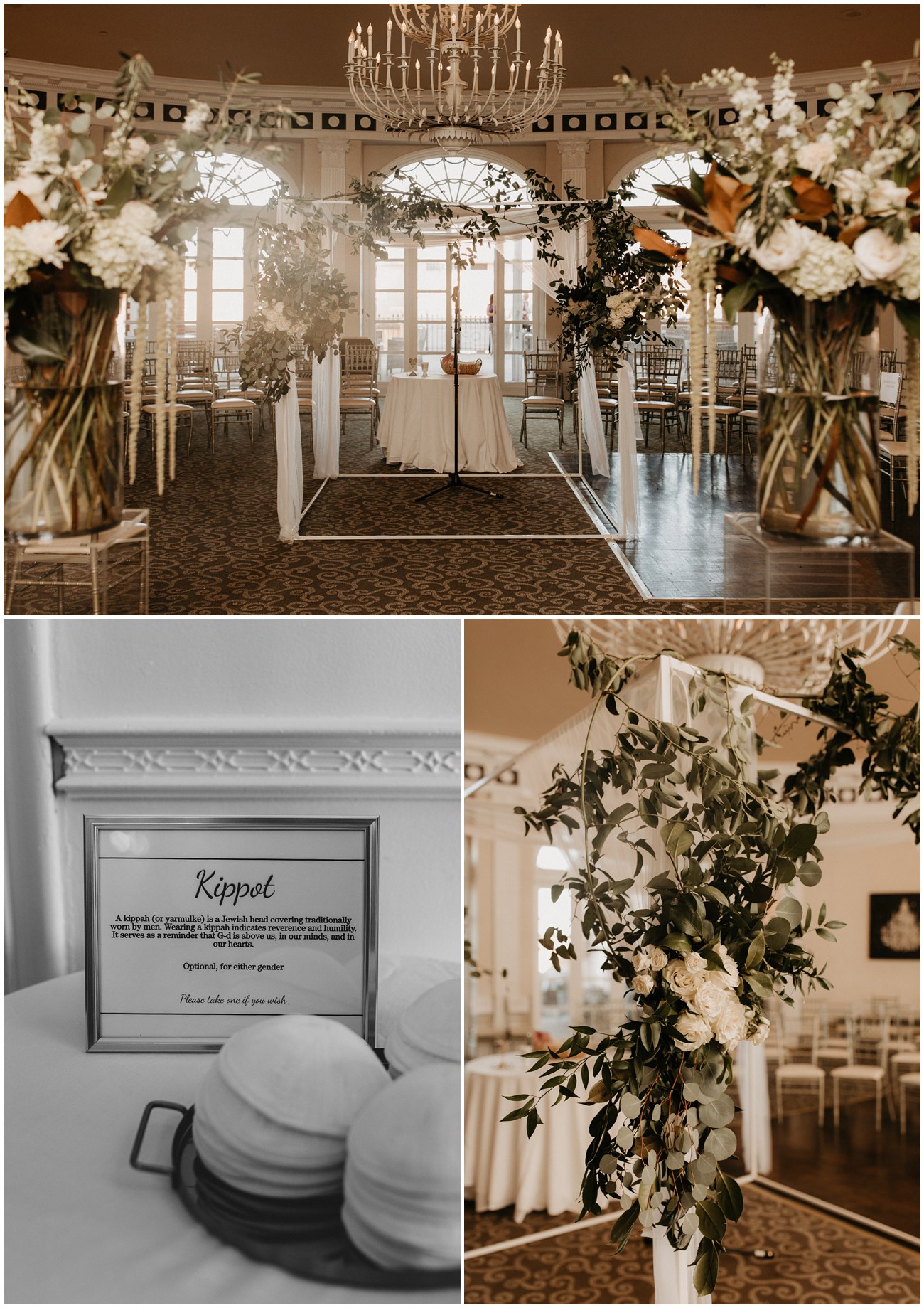 Collage of ceremony details of The Berkeley Hotel Asbury Park wedding