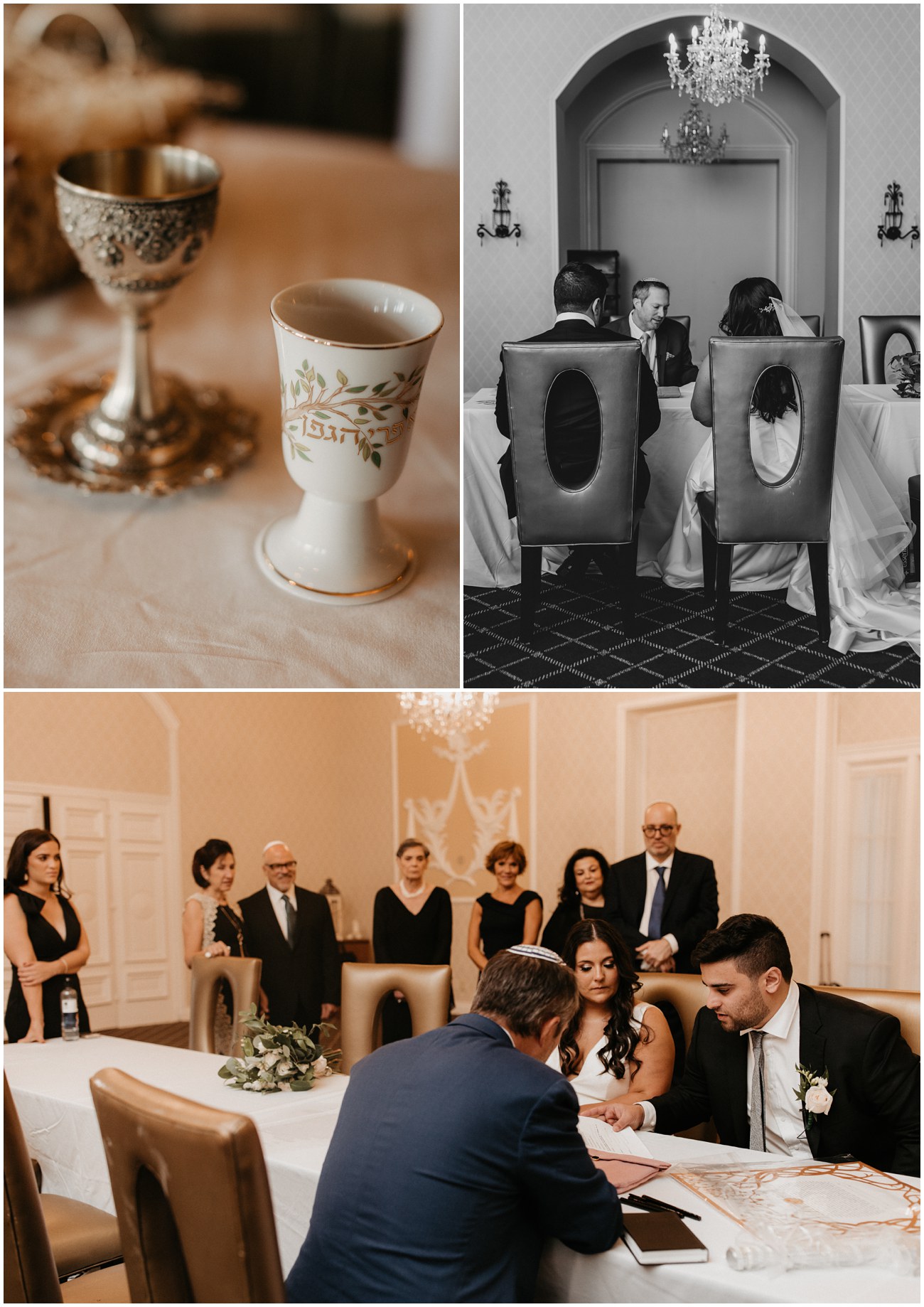 Collage of the ketubah signing at The Berkeley Hotel Asbury Park wedding