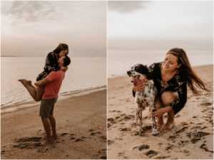 Fall Engagement Session Fun Adventurous Couple Sandy Hook Beach Engagement Session Jersey Wedding Photographer