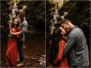 Fall Engagement Session Fun Adventurous Couple Waterfall Elopement Slateford Creek Falls PA Pennsylvania New Jersey Wedding Photographer