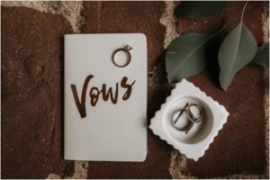 vow book and ring dish
