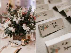 wedding reception table details, place cards