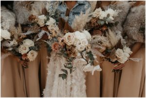 close up of boho wedding bouquets