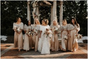 bridesmaids walking at florentine gardens nj