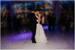 bride and groom dancing during wedding reception at florentine gardens in new jersey