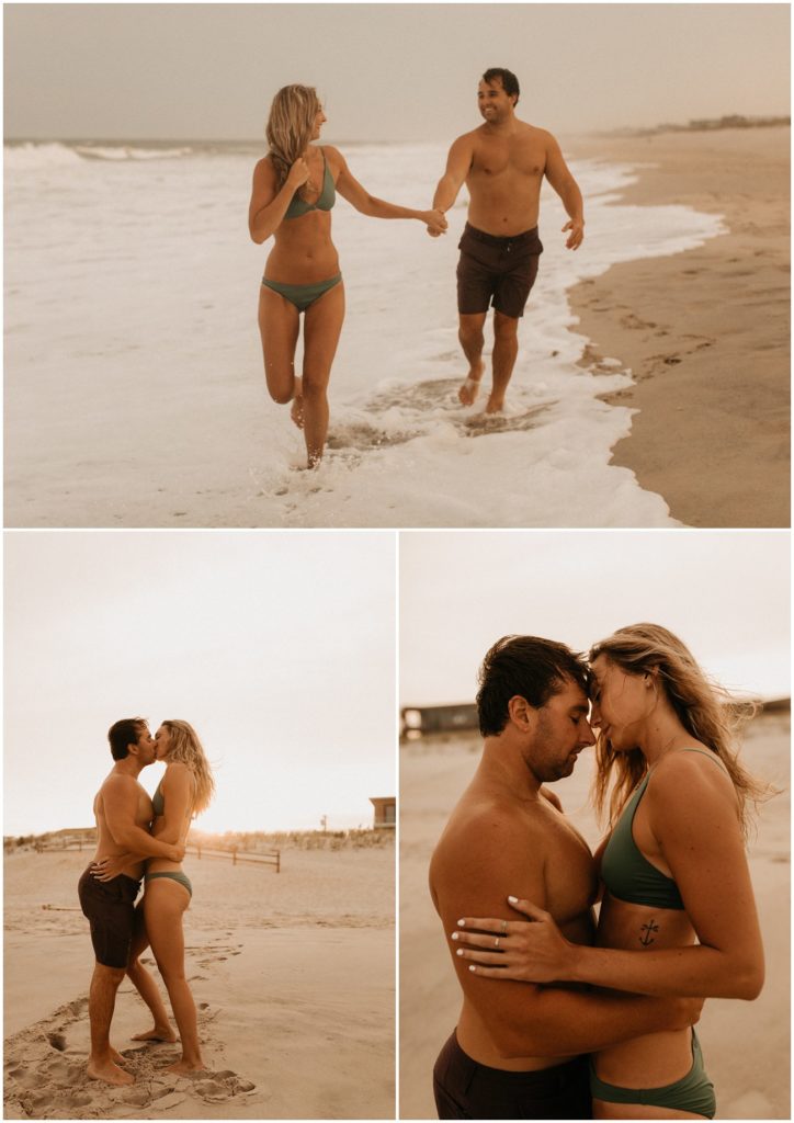 Collage of couple on the beach in Long Beach Island couples session