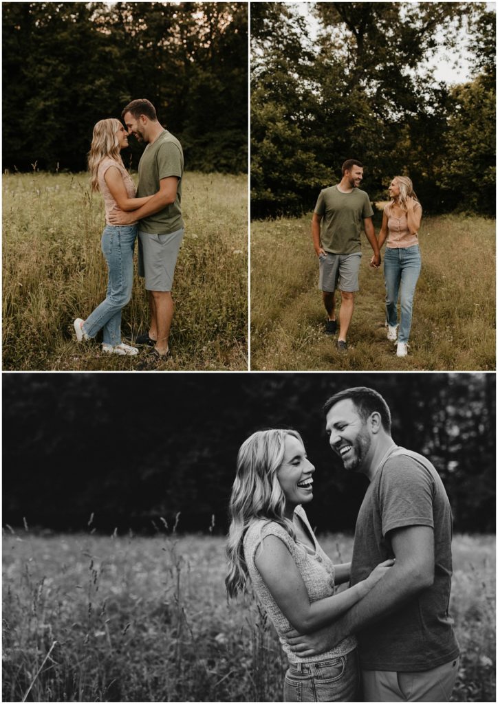 Collage of couple at Kennedy Dells Park Engagement Session
