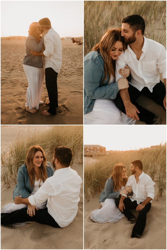 Collage of couple embracing for Ocean Grove engagement session